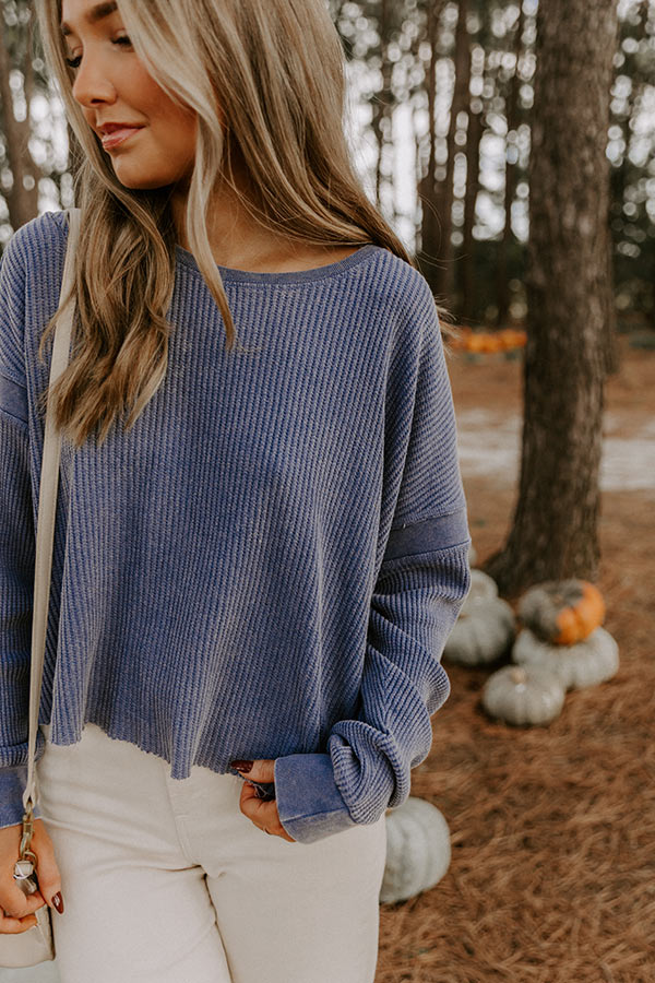 Morning Hike Waffle Knit Top in Riverside Image 4