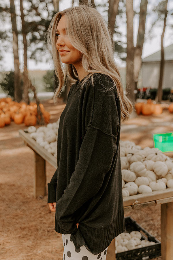 Cozy Embrace Oversized Knit Sweater in Black Image 5