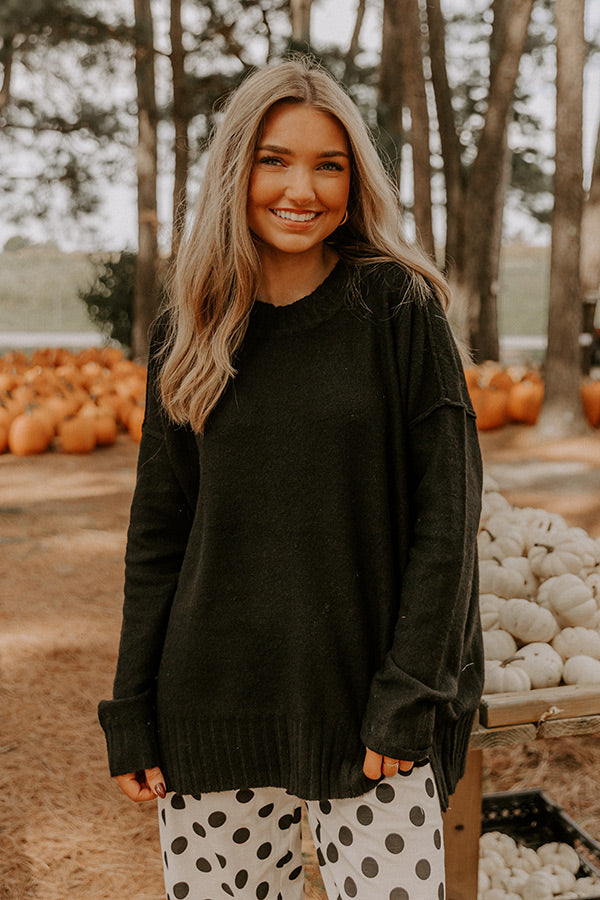 Cozy Embrace Oversized Knit Sweater in Black Image 2