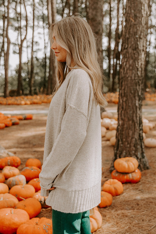 Cozy Embrace Oversized Knit Sweater in Oatmeal Image 3