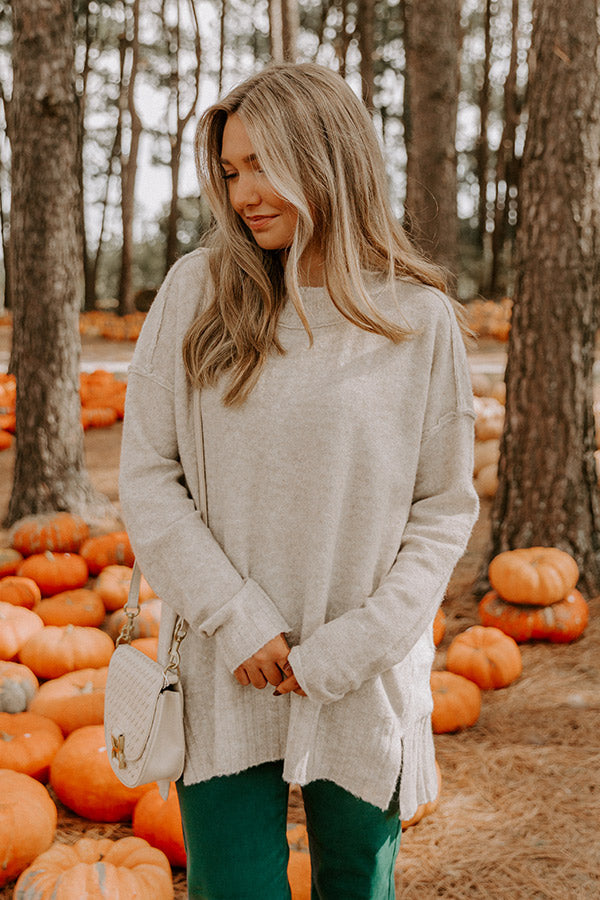 Cozy Embrace Oversized Knit Sweater in Oatmeal Image 4