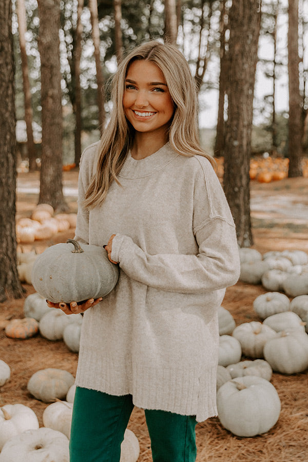 Cozy Embrace Oversized Knit Sweater in Oatmeal Image 1