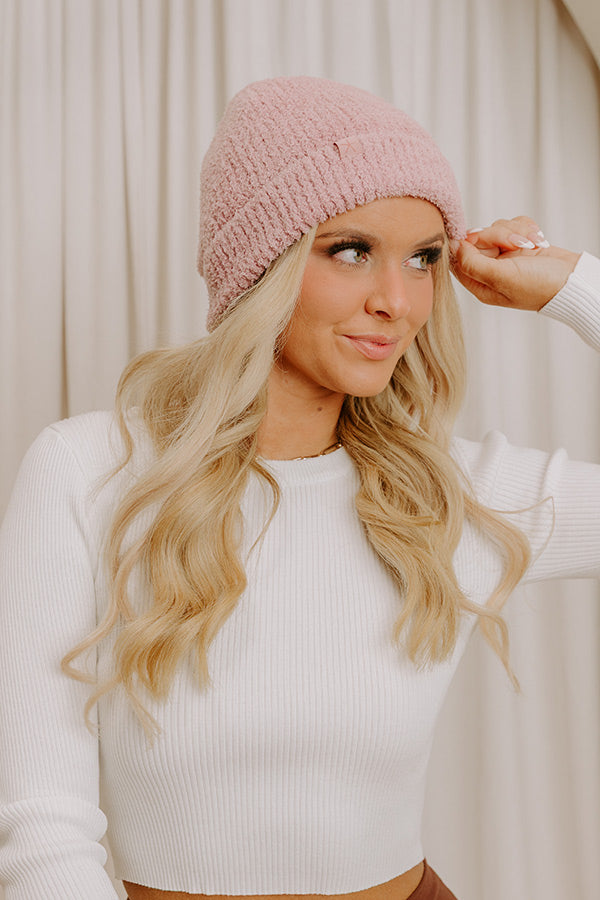 Barefoot Dreams CozyChic Ribbed Beanie in Teaberry Image - 1