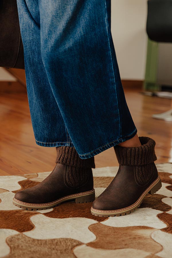 Quiver Faux Leather Bootie in Chestnut Image - 1