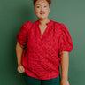 Holiday Party Jacquard Top in Red Curves Image - 1