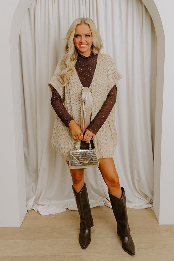 Cuddle Cloud Oversized Knit Cardigan in Beige Image 1