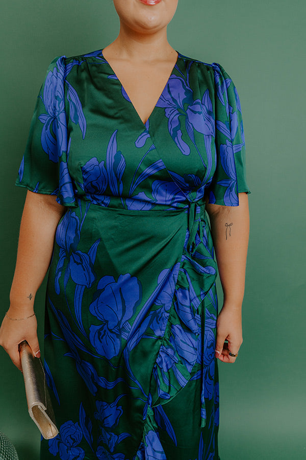 Whispered Florals Satin Wrap Maxi Dress Curves hunter-green / 1XL Whispered Florals Satin Wrap Maxi Dress Curves hunter-green / 1XL
