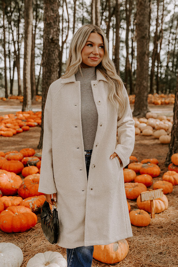 Madison Avenue Muse Boucle Button Down Coat in Light Oatmeal Image 5