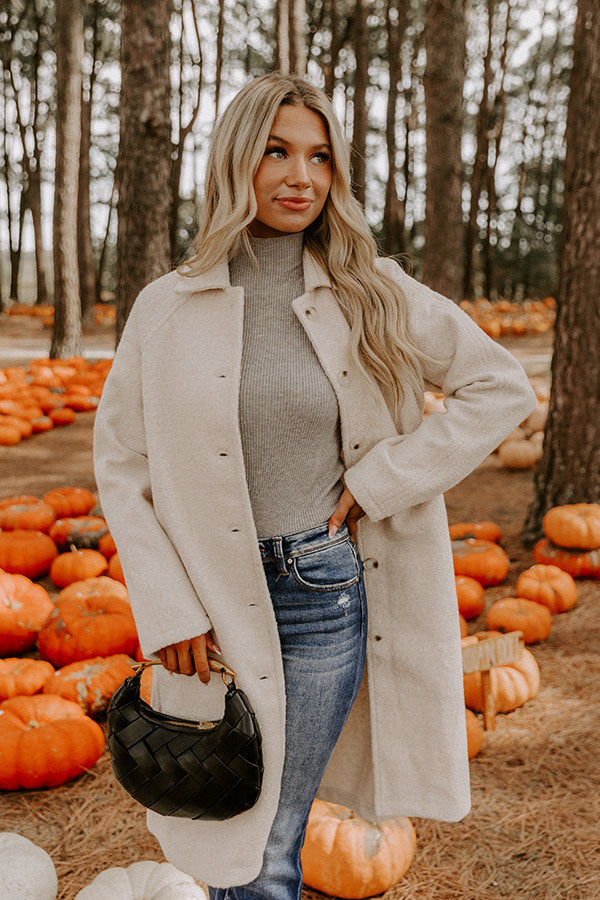 Madison Avenue Muse Boucle Button Down Coat in Light Oatmeal Image 1