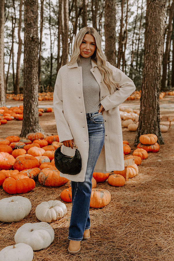 Madison Avenue Muse Boucle Button Down Coat in Light Oatmeal Image 4