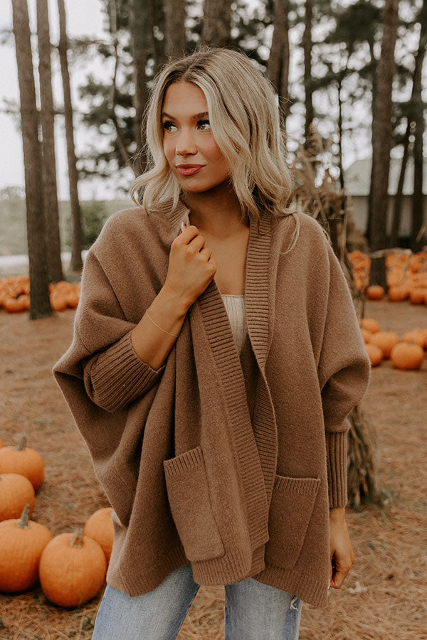 Cuddle Charm Oversized Knit Cardigan in Mocha Image 2