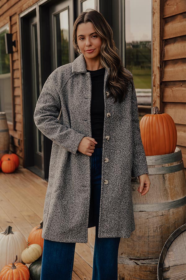 Madison Avenue Muse Boucle Button Down Coat in Grey Image - 2