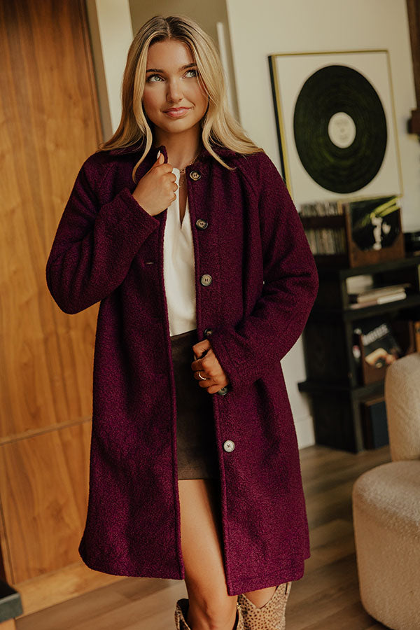 Madison Avenue Muse Boucle Button Down Coat in Windsor Wine Image - 2