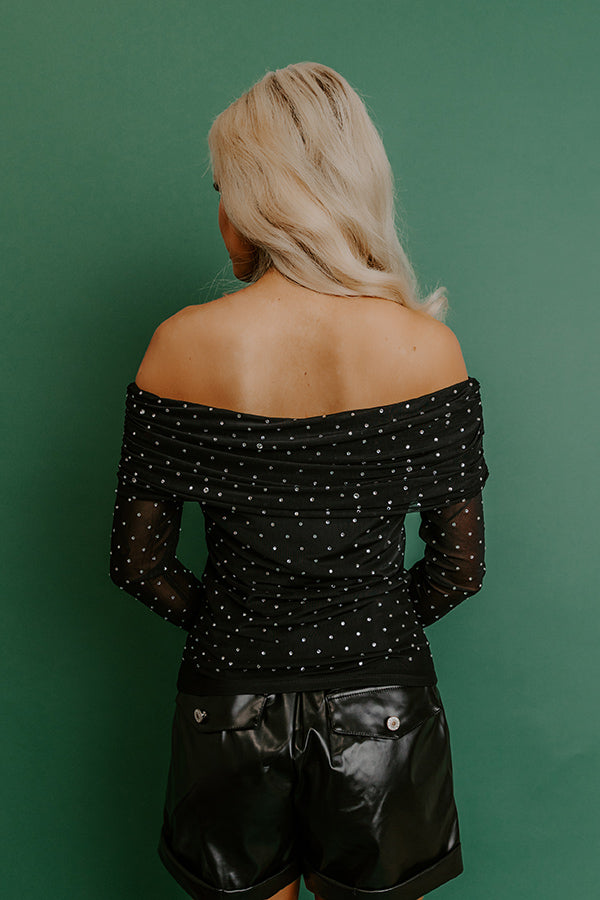 Total Spotlight Rhinestone Embellished Off Shoulder Top Total Spotlight Rhinestone Embellished Off Shoulder Top
