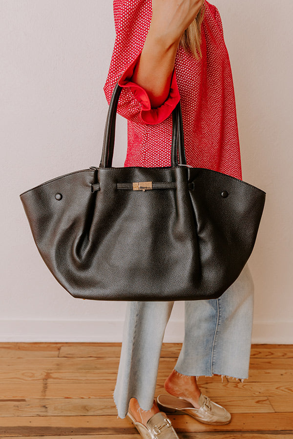 Kaia Faux Leather Tote in Black