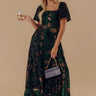 Brownstone Bliss Velvet Burnout Maxi Dress in Green Image - 1