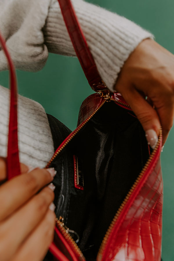 Rachel Faux Leather Purse in Red Image 3