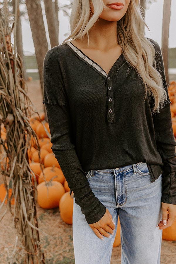 Everyday Ease Knit Henley Top in Black Image 4