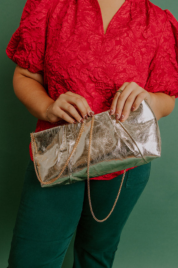 Franny Faux Leather Metallic Clutch