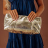 Franny Faux Leather Metallic Clutch Image - 1