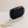 Allison Faux Leather Woven Clutch in Black Image - 1