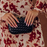 Allison Faux Leather Woven Clutch in Black Image - 1