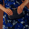 Allison Faux Leather Woven Clutch in Black Image - 1