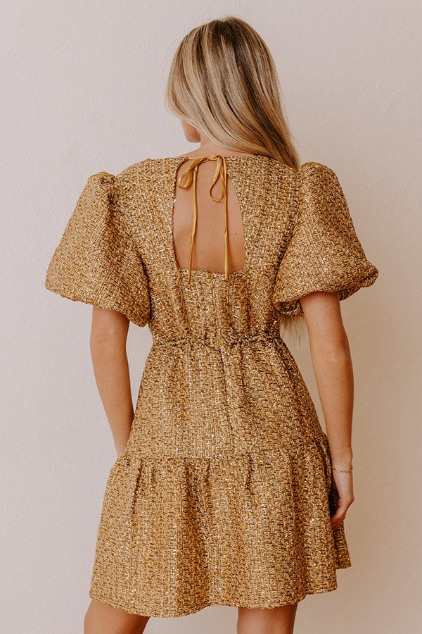 Glistening And Gorgeous Tweed Mini Dress XS / gold Glistening And Gorgeous Tweed Mini Dress XS / gold