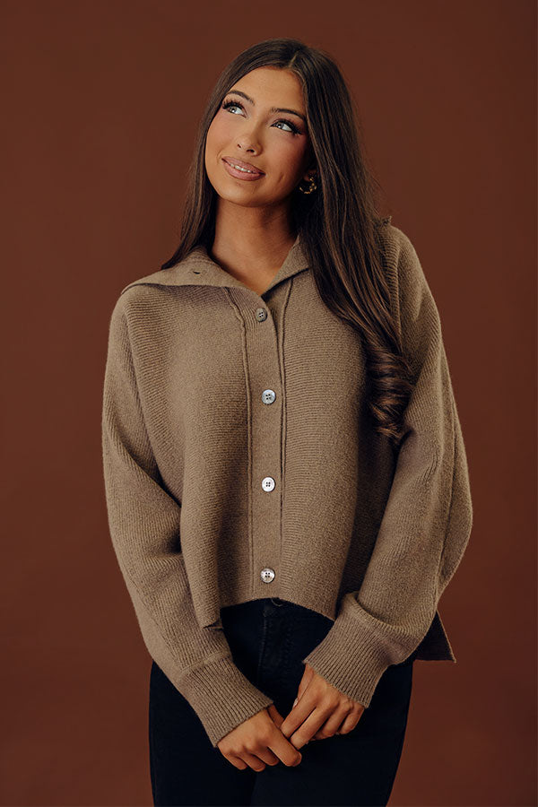 Nantucket Chill Knit Cardigan in Mocha Image - 1
