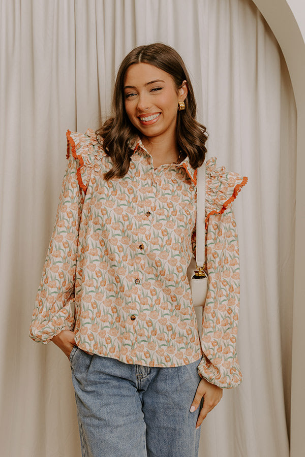 Sunday Embrace Floral Corduroy Button Up Top Image 1