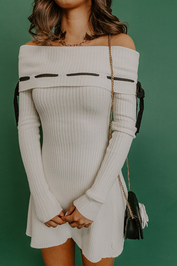 Modern Romance Ribbed Off Shoulder Mini Dress in Cream M / Cream Modern Romance Ribbed Off Shoulder Mini Dress in Cream M / Cream