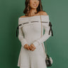 Modern Romance Ribbed Off Shoulder Mini Dress in Cream Image 1