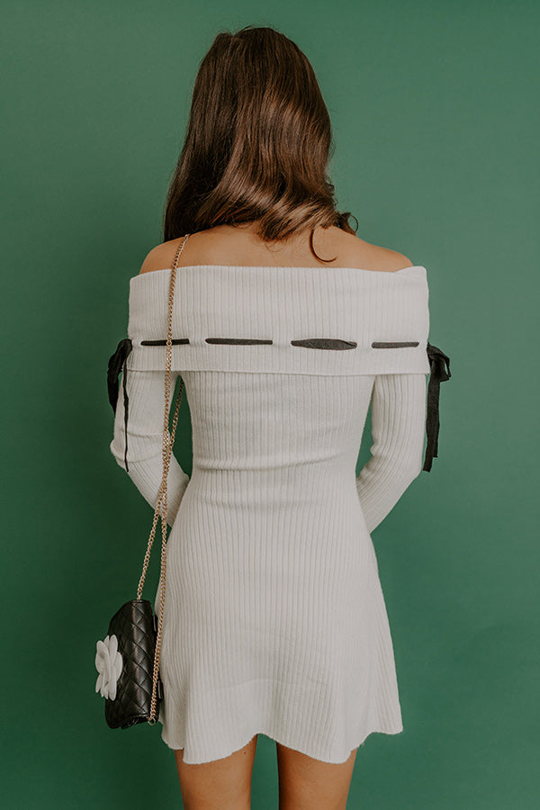 Modern Romance Ribbed Off Shoulder Mini Dress in Cream M / Cream Modern Romance Ribbed Off Shoulder Mini Dress in Cream M / Cream