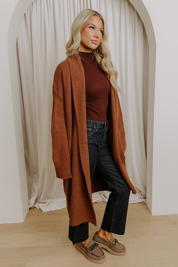 Endless Cuddles Knit Duster Cardigan in Chocolate Image 2