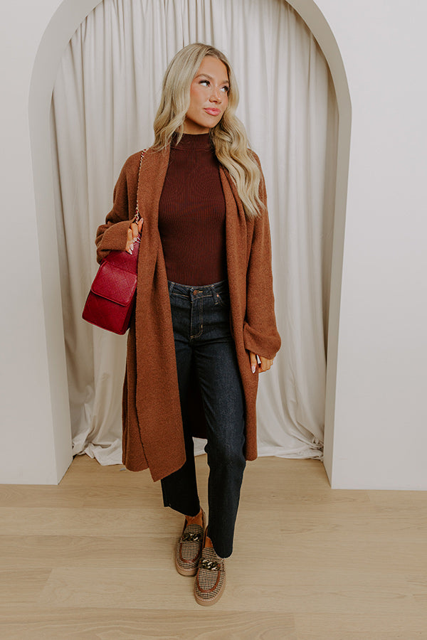 Endless Cuddles Knit Duster Cardigan in Chocolate Image 1