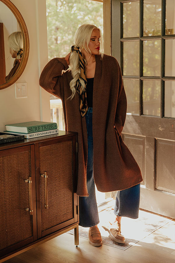 Endless Cuddles Knit Duster Cardigan in Chocolate Image - 1