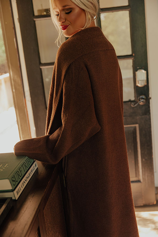 Endless Cuddles Knit Duster Cardigan in Chocolate Image - 2