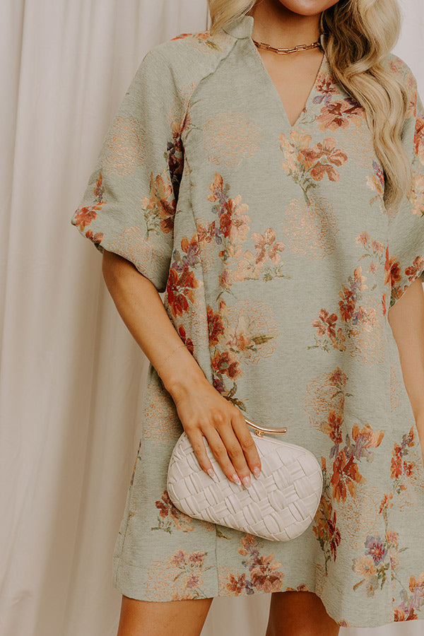 Champagne Whisper Floral Jacquard Mini Dress Image 3