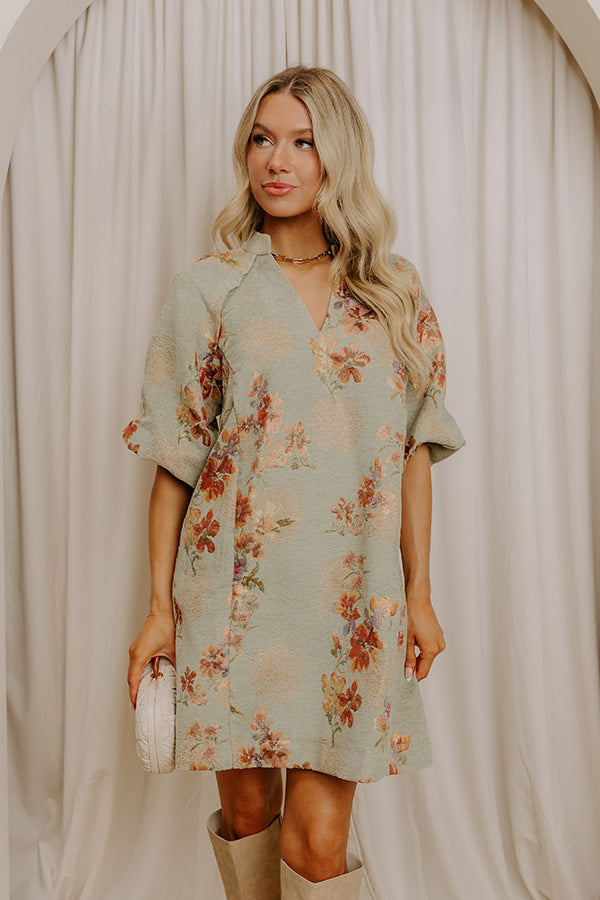 Champagne Whisper Floral Jacquard Mini Dress Image 1