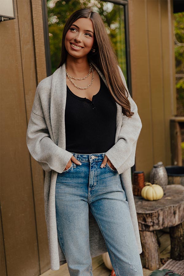 Endless Cuddles Knit Duster Cardigan in Grey Image - 2