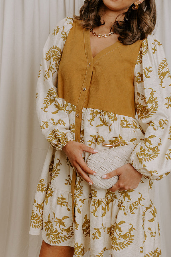 Harvest Charm Floral Mini Dress in Mustard Image 4