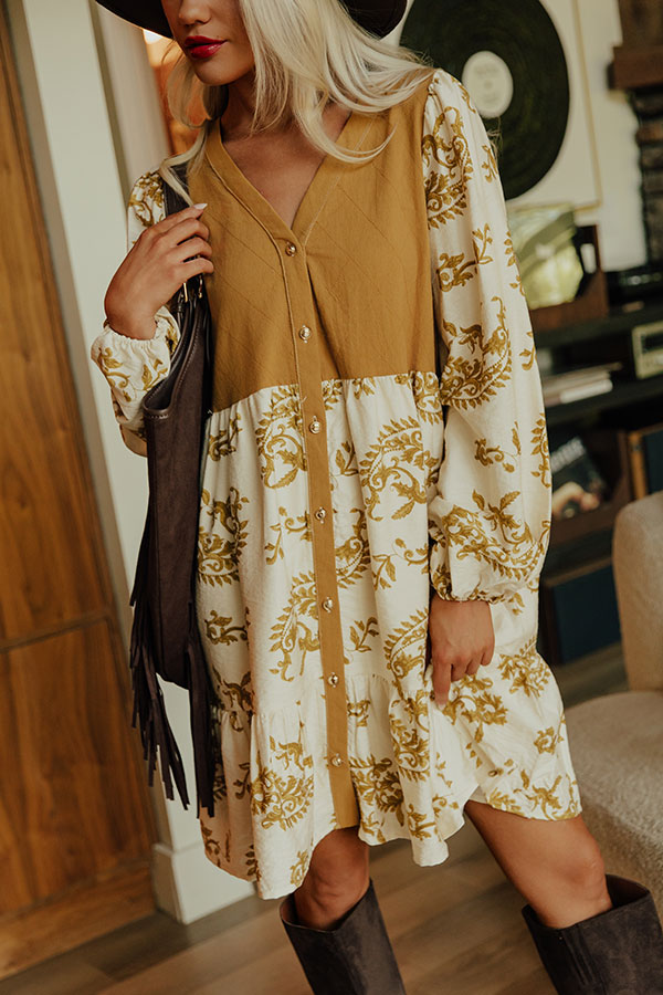 Harvest Charm Floral Mini Dress in Mustard Image - 2