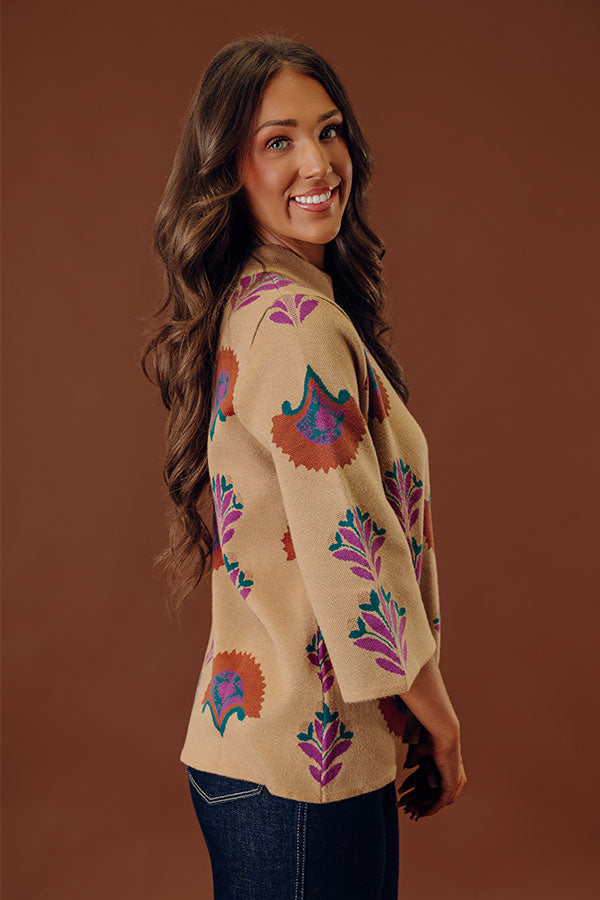 Autumn Charm Floral Sweater Top Image - 2