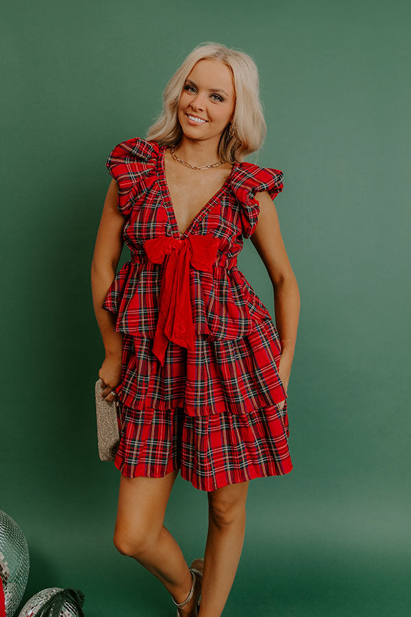 Pretty in Plaid Tiered Mini Dress red / S Pretty in Plaid Tiered Mini Dress red / S