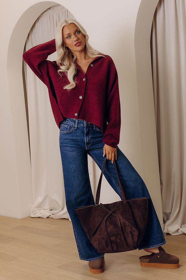 Nantucket Chill Knit Cardigan in Merlot Image - 2
