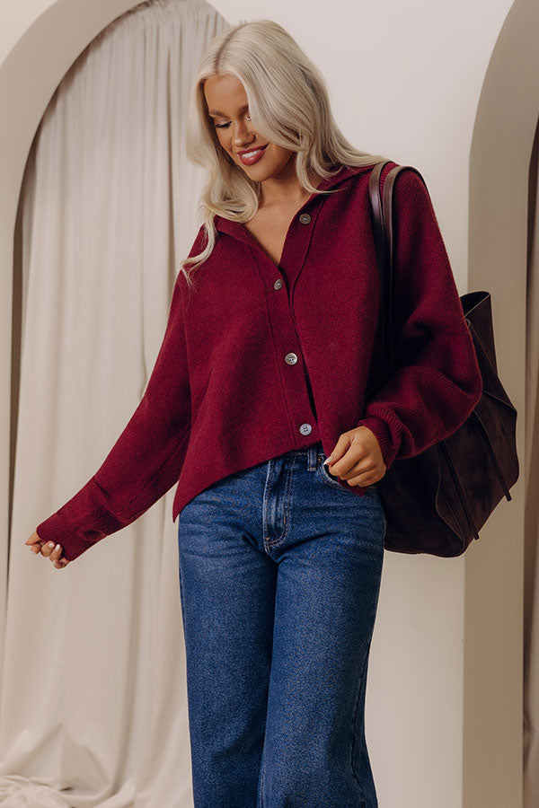 Nantucket Chill Knit Cardigan in Merlot