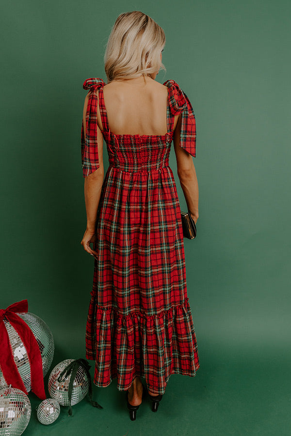 Holiday Party Plaid Midi Dress red / L Holiday Party Plaid Midi Dress red / L