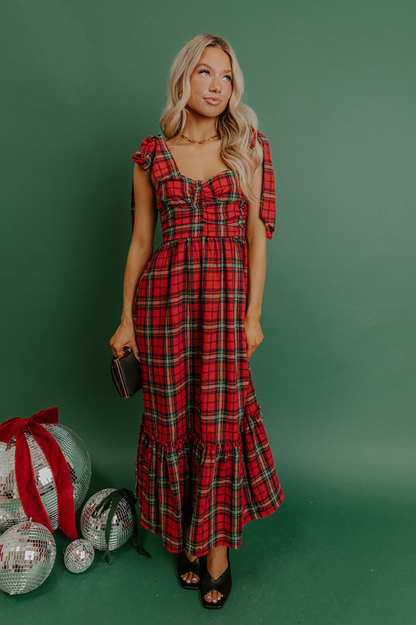 Holiday Party Plaid Midi Dress red / L Holiday Party Plaid Midi Dress red / L