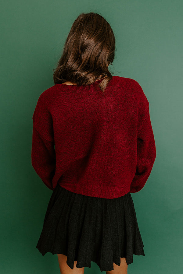 Pretty Little Bows Open Back Sweater in Wine Image 5