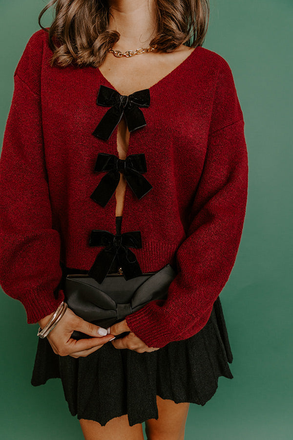 Pretty Little Bows Open Back Sweater in Wine Image 4
